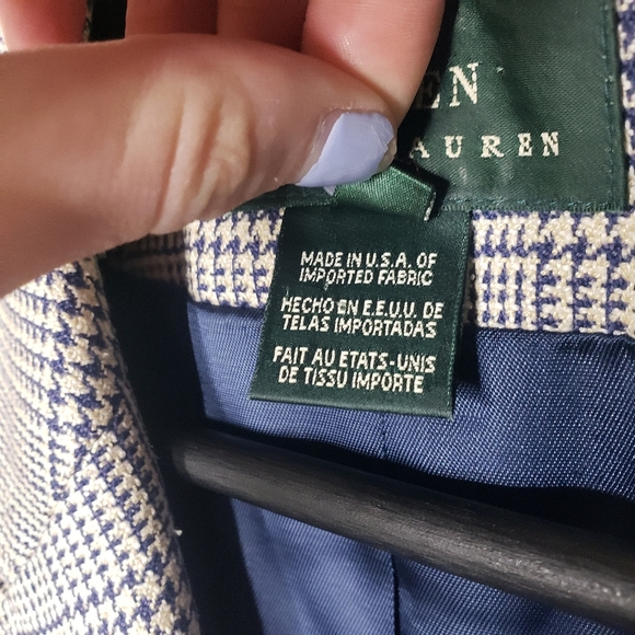Lauren Ralph Lauren Houndstooth Wool Double Breasted Blazer - Picture 6 of 7